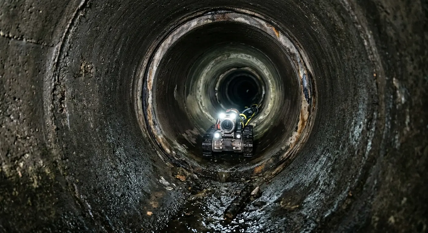 Robotic sewer camera inspecting pipe interior for Sewer Line Cleaning in Mill Valley